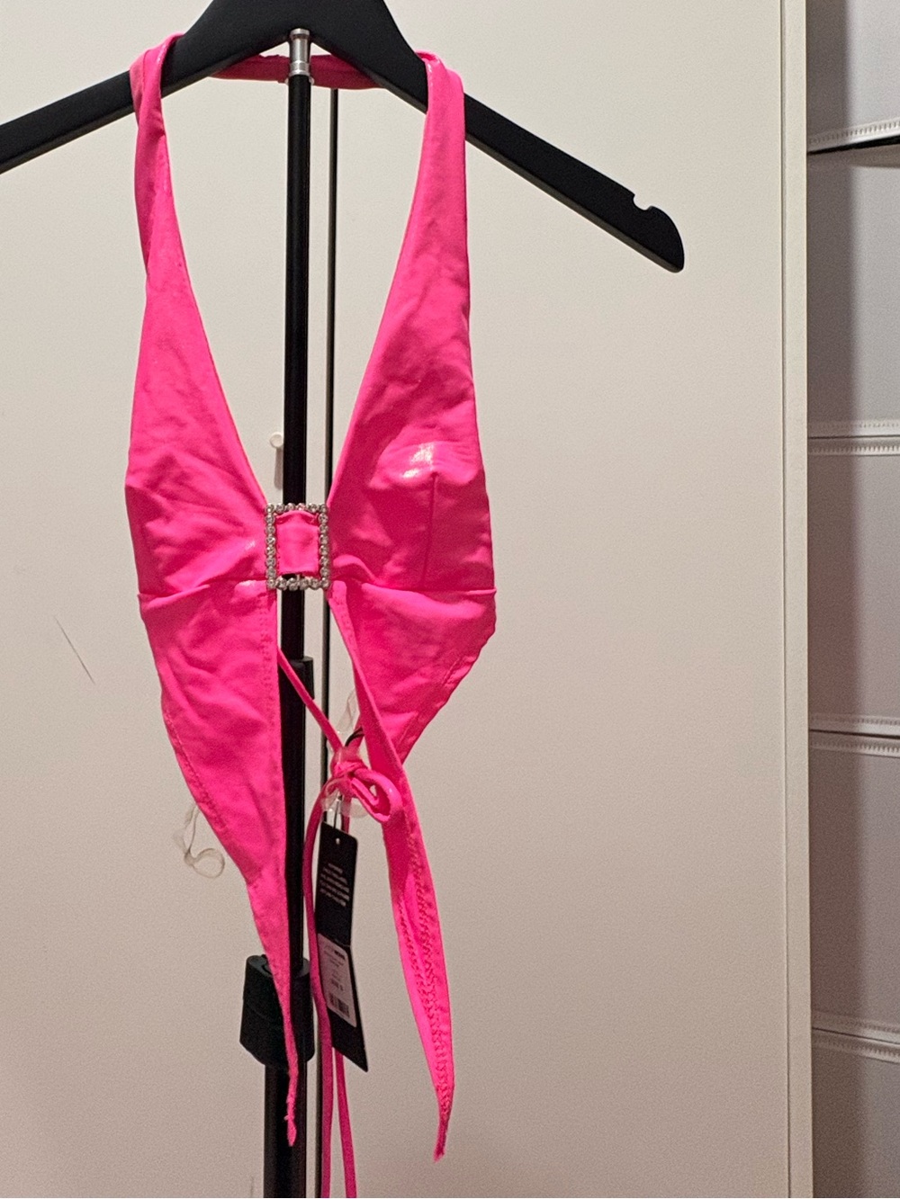 Nova Hot Pink Rhinestone Halter Top – Small